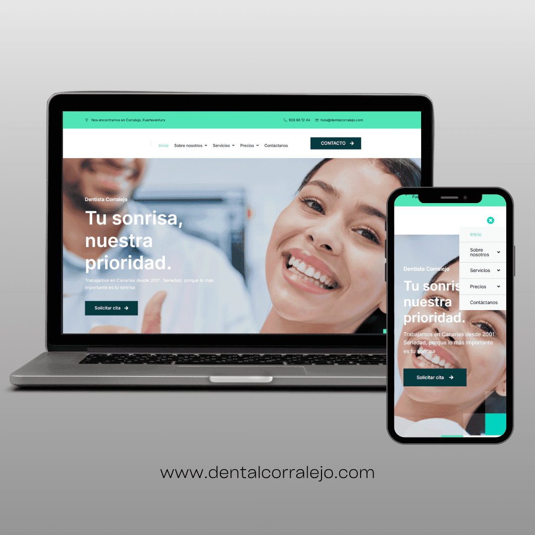 mockup del diseño web de dentalcorralejo