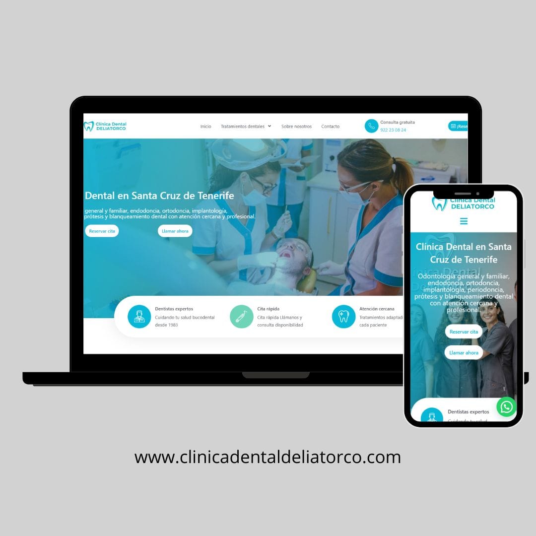 mockup del diseño web de clínica dental deliatorco en santa cruz de tenerife