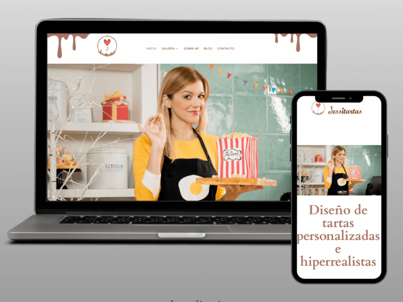 mockup del diseño web de jessitartas