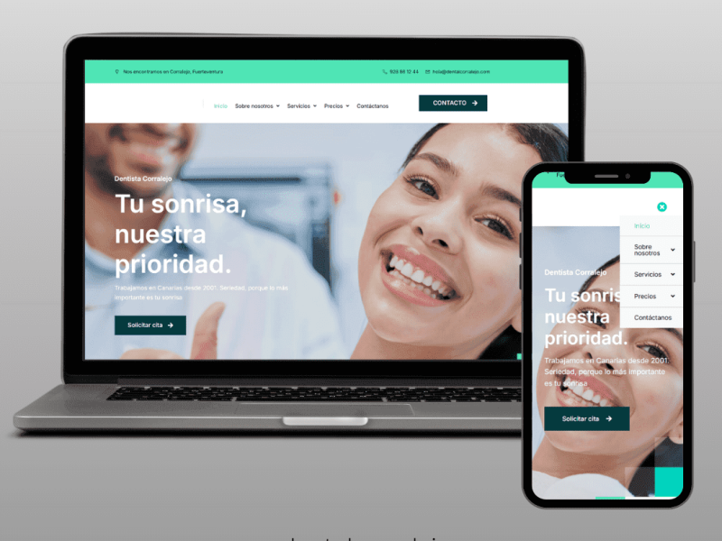 mockup del diseño web de dentalcorralejo