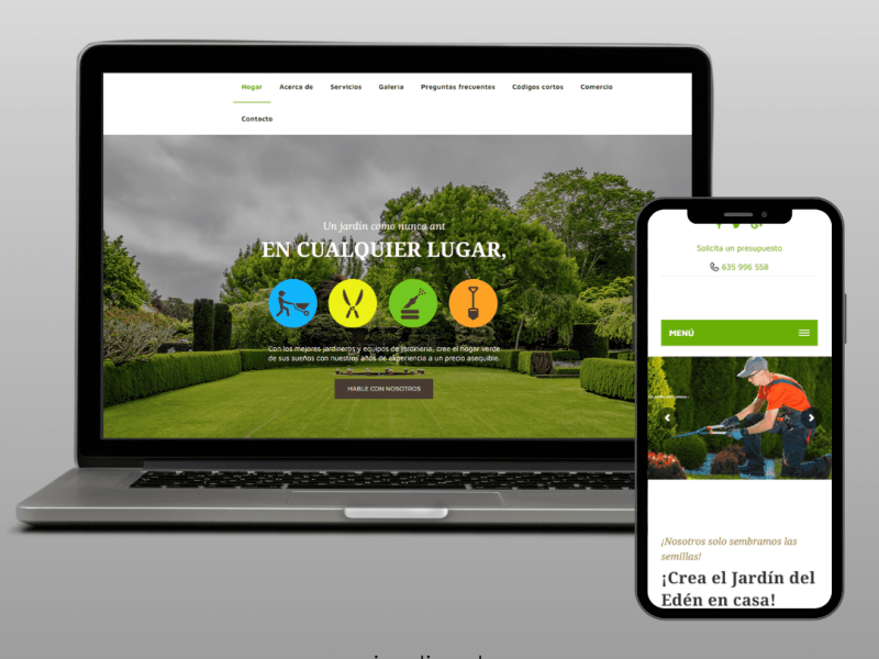 mockup del diseño web de jardineden