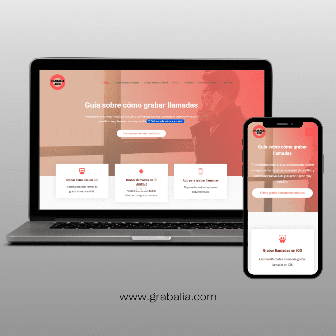 mockup del diseño web de grabalia
