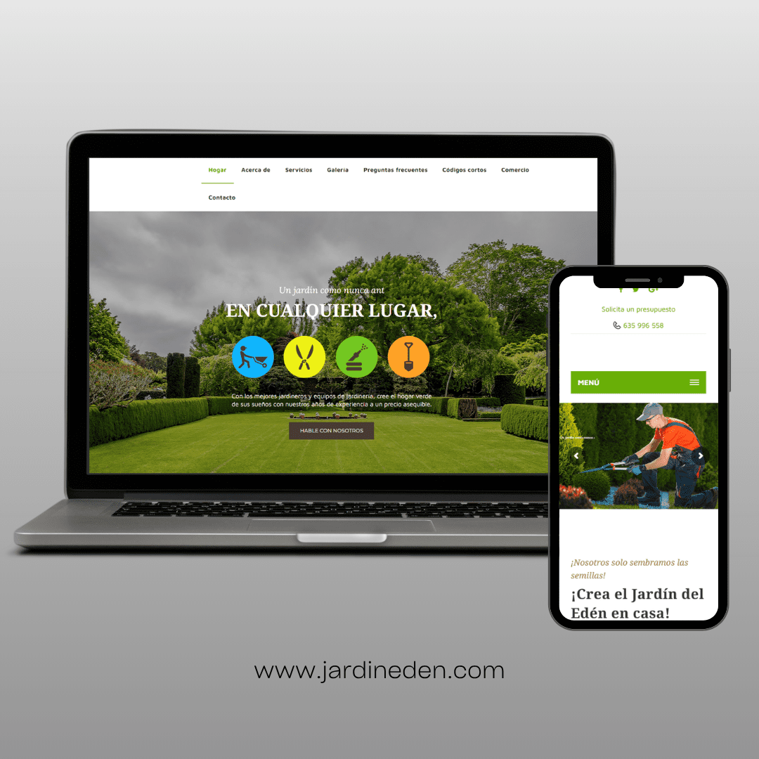 mockup del diseño web de jardineden