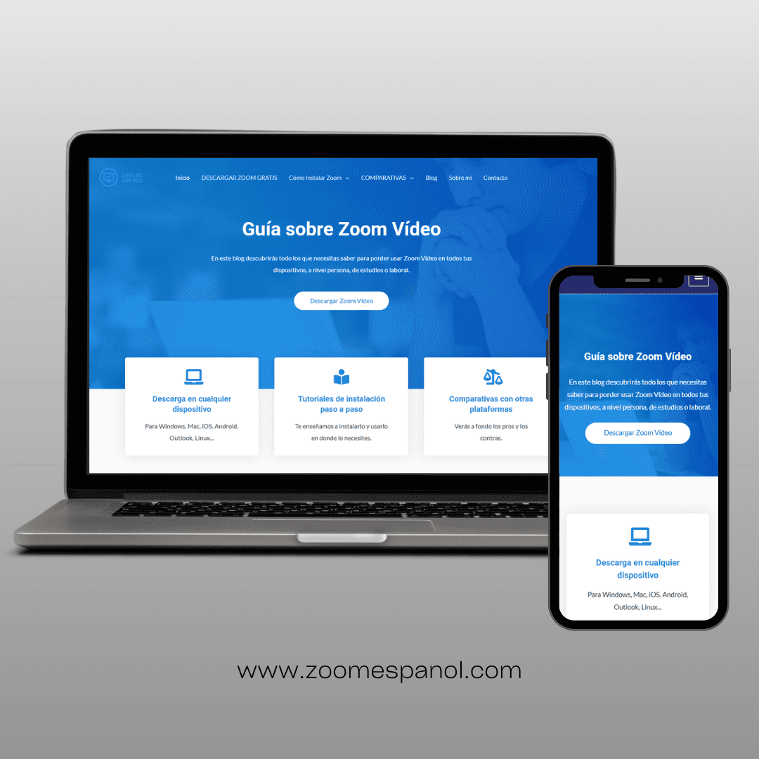 mockup del diseño web de zoomespanol